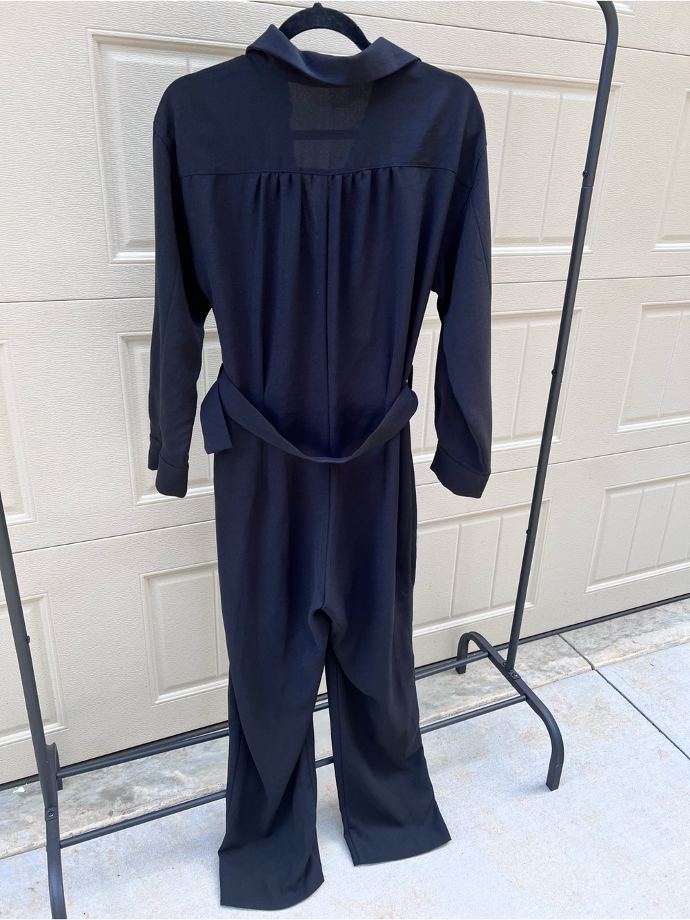 Classic Zara Black Long-Sleeve Belted Jumpsuit - Picture 9 of 9